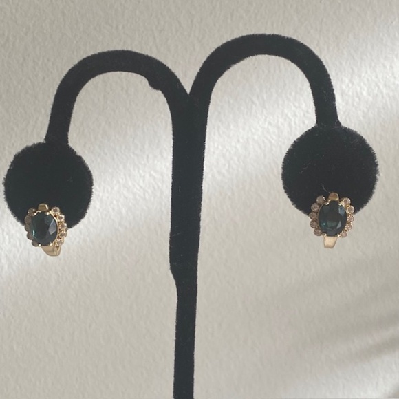 Vintage Art Deco 14 Karat Real Gold Earrings with Spinel and CZ - Picture 2 of 7